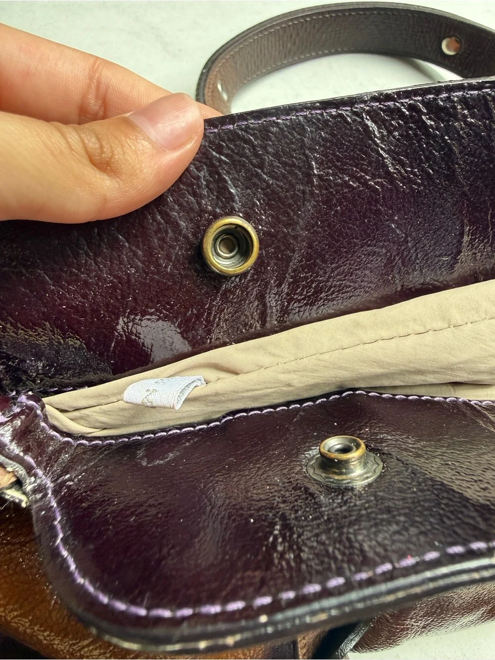Marni Two-Tone Brown and Deep Purple Leather Tote - Picture 5 of 7